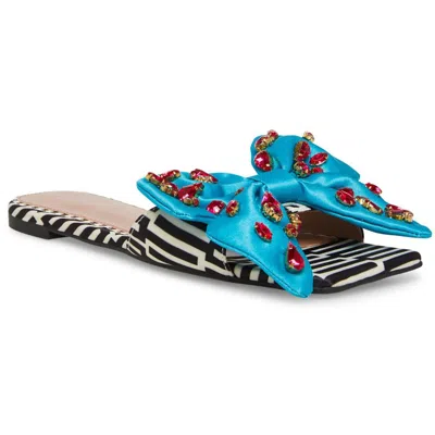 Betsey Johnson Daisyy Womens Rhinestone Bow Slide Sandals In Multi
