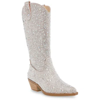 Betsey Johnson Dalas Womens Pull On Zipper Cowboy, Western Boots In Silver