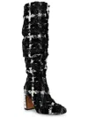 BETSEY JOHNSON DECLAAN WOMENS TEXTILE SYNTHETIC OVER-THE-KNEE BOOTS