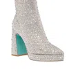 Betsey Johnson Della Womens Rhinestone Pointed Toe Ankle Boots In Multi