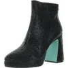 Betsey Johnson Della Womens Rhinestone Pointed Toe Ankle Boots In Black