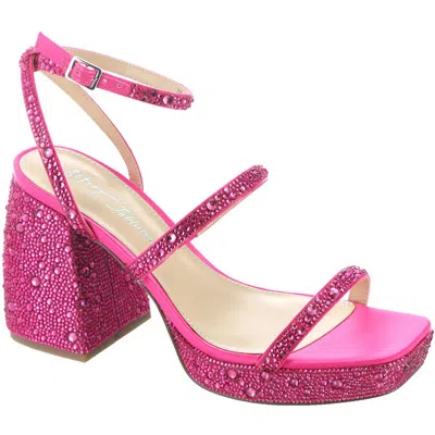 Betsey Johnson Denni Womens Rhinestone Ankle Strap Platform Sandals In Pink
