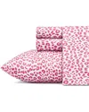 Betsey Johnson Dnu  Leopard Ultra Soft Microfiber Sheet Set In Pink