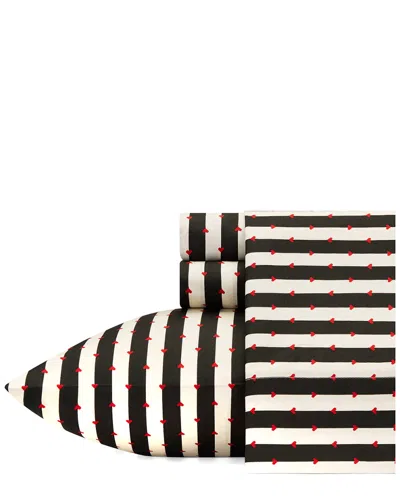 Betsey Johnson Dnu  Wonderland Stripe Black Sheet Set