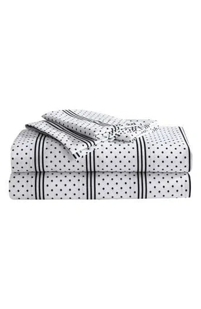 Betsey Johnson Dots & Stripes Sheet Set In Charcoal