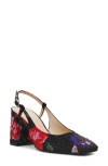 Betsey Johnson Elias Rhinestone Floral Slingback Pump In Black