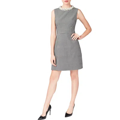 Betsey Johnson Embellished Collar Sheath Dress In Black White