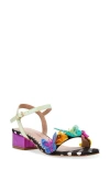 Betsey Johnson Emerry Black Multi 3d Applique Low Heel Sandals In Black Multi