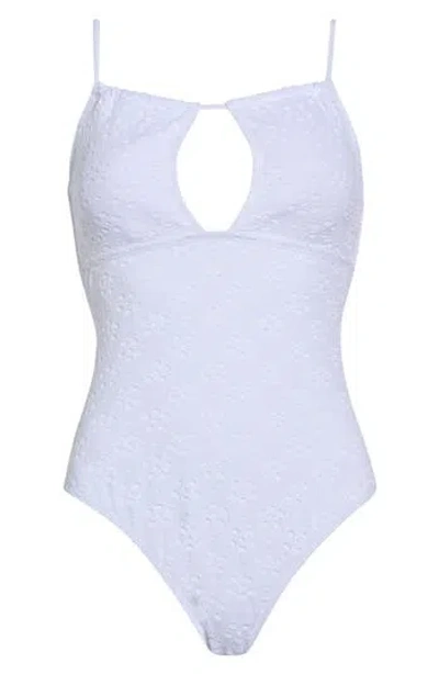 Betsey Johnson Eyelet Cutout One-piece Swimsuit In Blue