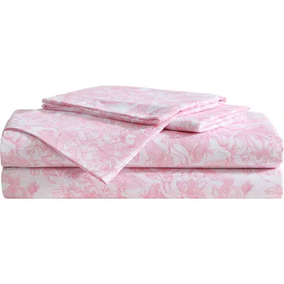 Betsey Johnson Fairytale Floral Sheet Set In Light Pastel Pink