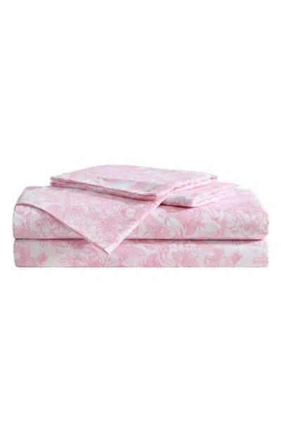 Betsey Johnson Fairytale Floral Sheet Set In Pastel Pink