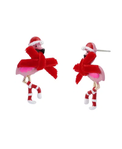 Betsey Johnson Faux Cultivated Pearl Santa Baby Flamingo Earrings In Red