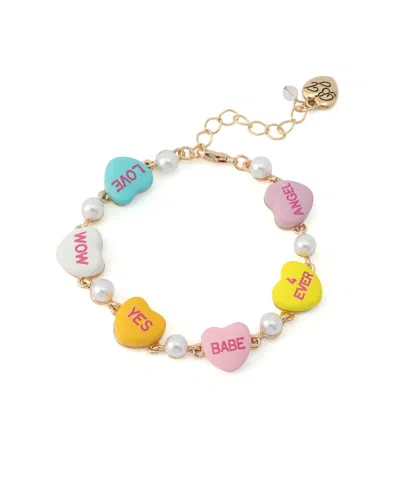 Betsey Johnson Faux Cultivated Pearl Sweetheart Strand Bracelet In Multi
