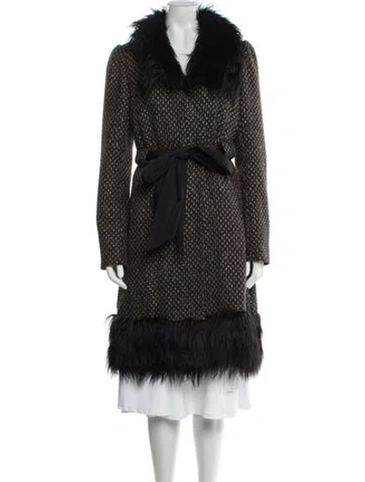 Pre-owned Betsey Johnson Faux Fur Coat In Black
