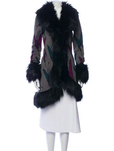 Pre-owned Betsey Johnson Faux Fur Coat In Blue