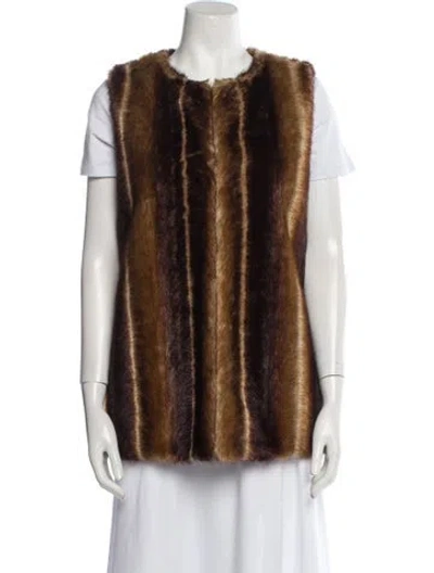 Pre-owned Betsey Johnson Faux Fur Vest In Brown