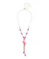 Betsey Johnson Faux Stone Backyard Flamingo Adjustable Y-necklace In Gold