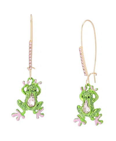 Betsey Johnson Faux Stone Backyard Frog Dangle Drop Earrings