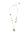 Betsey Johnson Faux Stone Backyard Frog Pendant Necklace In Gold