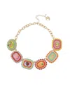 Betsey Johnson Faux Stone Backyard Stone Bib Necklace In Gold