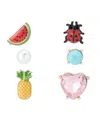 Betsey Johnson Faux Stone Backyard Watermelon Ladybug Stud Earring Set In Multi