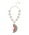 Betsey Johnson Faux Stone Backyard Watermelon Pendant Necklace In Gold