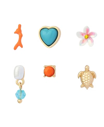 Betsey Johnson Faux Stone Beachy Stud Earring Set In Multi