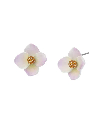 Betsey Johnson Faux Stone Betsey's Bouquet Flower Stud Earrings In Metallic