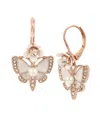 Betsey Johnson Faux Stone Butterfly Drop Earrings In White,rose Gold