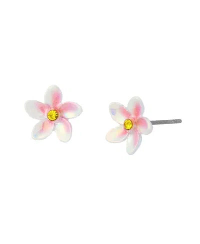 Betsey Johnson Faux Stone Cowabunga Beachy Flower Stud Earrings In Multi