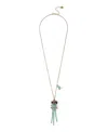 Betsey Johnson Faux Stone Cowboy Ghost Fringe Y-necklace