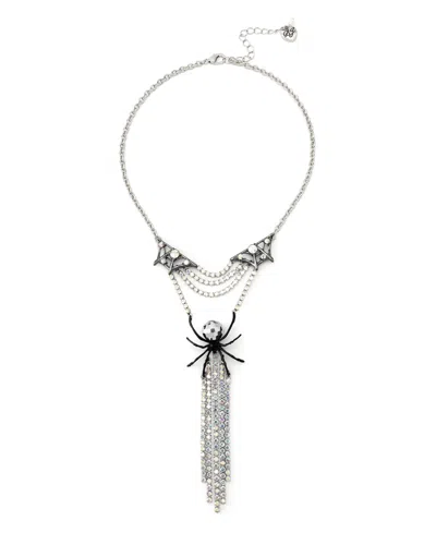 Betsey Johnson Faux Stone Disco Spider Fringe Y-necklace In Multi