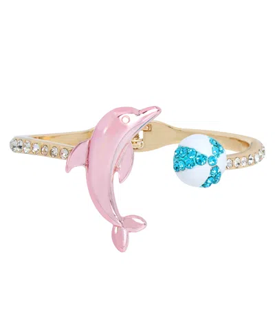 Betsey Johnson Faux Stone Dolphin Bangle Bracelet In Multi