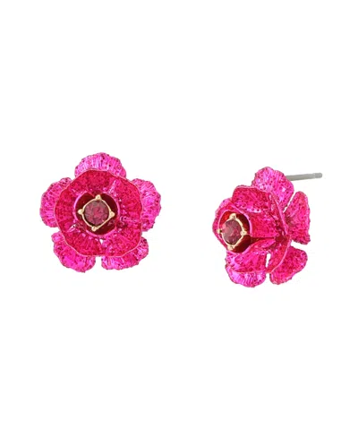 Betsey Johnson Faux Stone Flower Stud Earrings In Pink