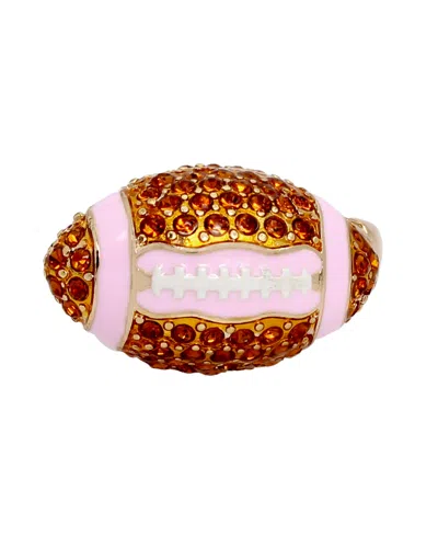 Betsey Johnson Faux Stone Football Cocktail Ring In Brown
