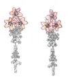 Betsey Johnson Faux Stone Garden Glam Flower Chandelier Earrings In Lavendar,rhodium