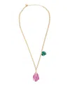 Betsey Johnson Faux Stone Garden Glam Tulip Pendant Necklace In Pink,gold