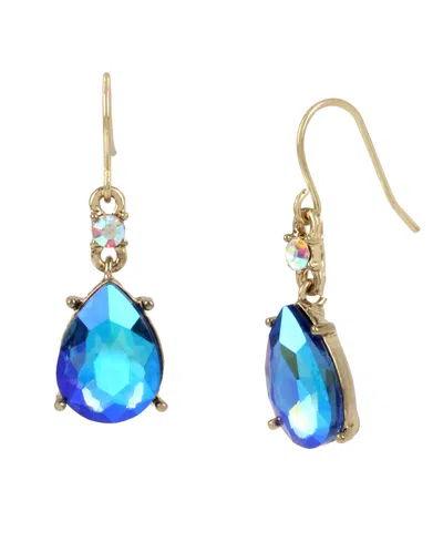 Betsey Johnson Faux Stone Gem Drop Earrings In Gold