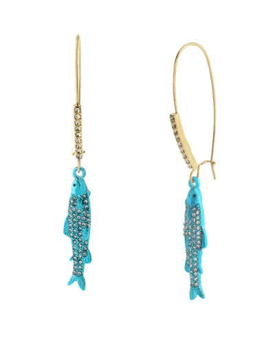 Betsey Johnson Faux Stone Girl Dinner Sardines Dangle Earrings In Multi