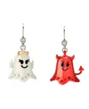 Betsey Johnson Faux Stone Halloween Angel Devil Mismatch Drop Earrings In Multi