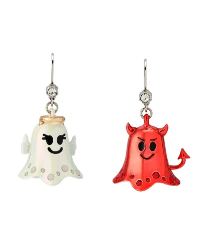 Betsey Johnson Faux Stone Halloween Angel Devil Mismatch Drop Earrings In Multi