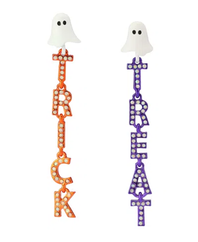 Betsey Johnson Faux Stone Halloween Ghost Trick Or Treat Linear Earrings In Multi