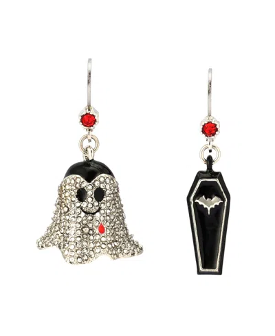 Betsey Johnson Faux Stone Halloween Vampire Coffin Mismatch Earrings In Multi