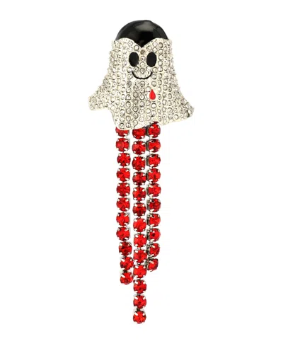 Betsey Johnson Faux Stone Halloween Vampire Ghost Fringe Brooch In Multi
