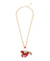 Betsey Johnson Faux Stone Horse Pendant Necklace In Gold