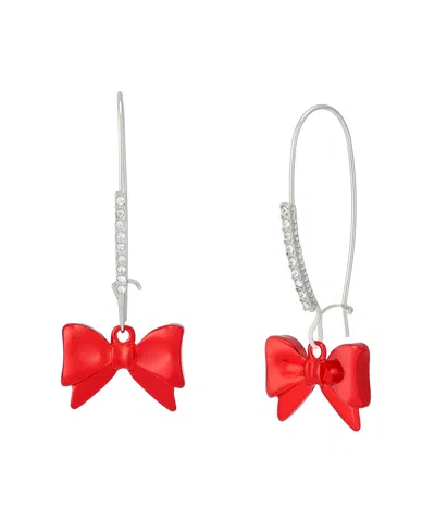 Betsey Johnson Faux Stone Kick Off Bow Dangle Earrings