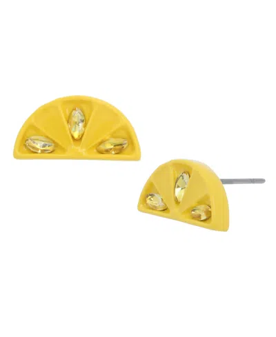 Betsey Johnson Faux Stone Lemon Stud Earrings In Yellow