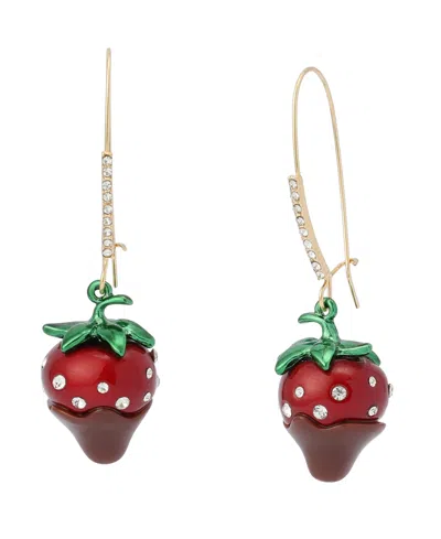 Betsey Johnson Faux Stone Love Spell Chocolate Strawberry Dangle Earrings In Multi