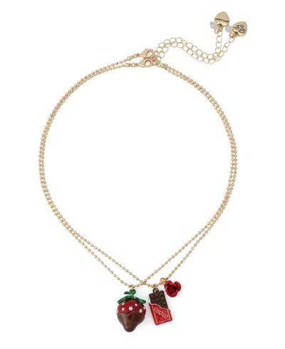 Betsey Johnson Faux Stone Love Spell Chocolate Strawberry Necklace Set In Multi