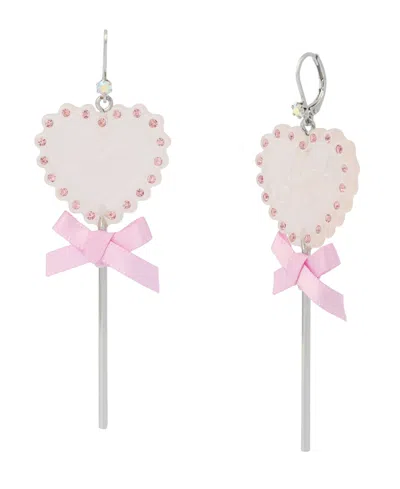 Betsey Johnson Faux Stone Love Spell Heart Lollipop Drop Earrings